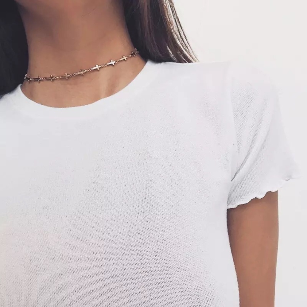 "Always & Forever" Cross Choker Silver Gold Trendy Christian Faith Cute Necklace - Picture 5 of 6